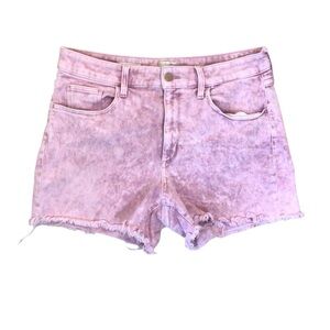 Universal Thread Women’s High Rise Midi Shorts Pink Acid Wash Denim Cutoff 14